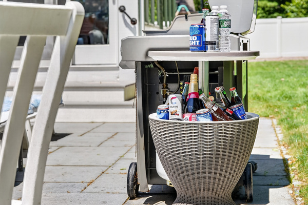 Outdoor beverage station keeps your favorite drinks within easy reach while you relax.