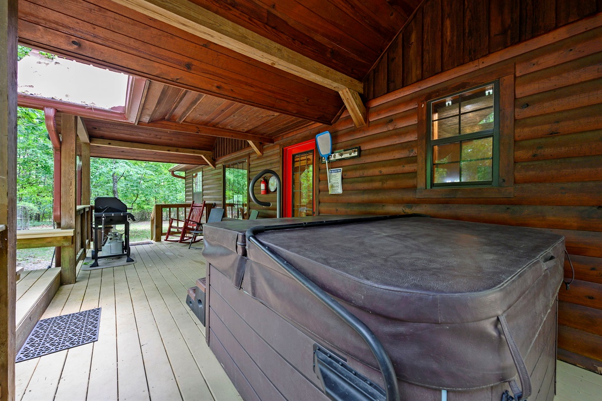 Hot tub with cover in place