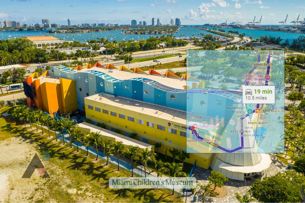 The Miami Children's Museum is located on Watson Island along the MacArthur Causeway. This interactive facility offers hands-on exhibits designed to promote learning through play, featuring a mock grocery store, a maritime gallery, and a multi-sensory cast