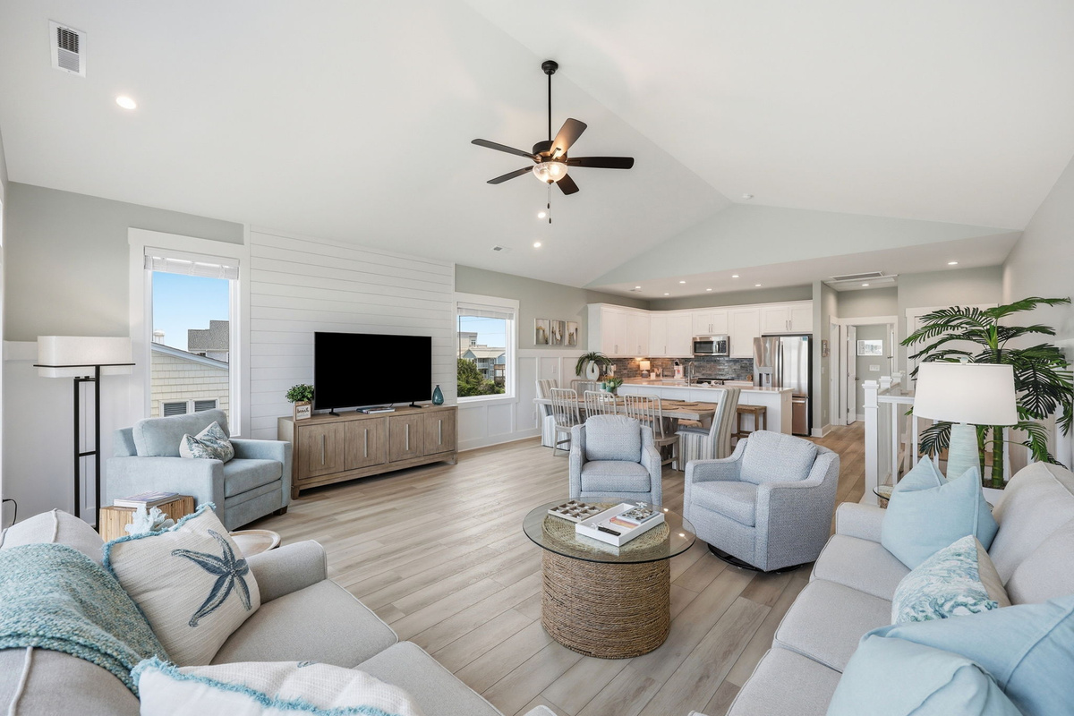 From movie nights to shared meals, everyone can stay connected in this spacious great room