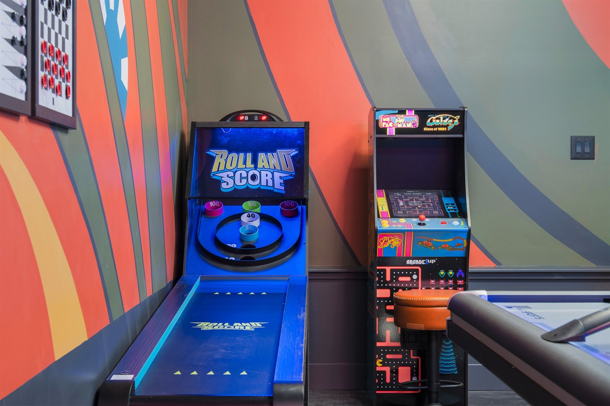 Retro arcade setup with multiple machines - fun for all ages and a standout feature of the home