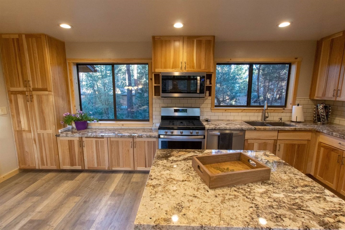 Kitchen with hickory cabinets