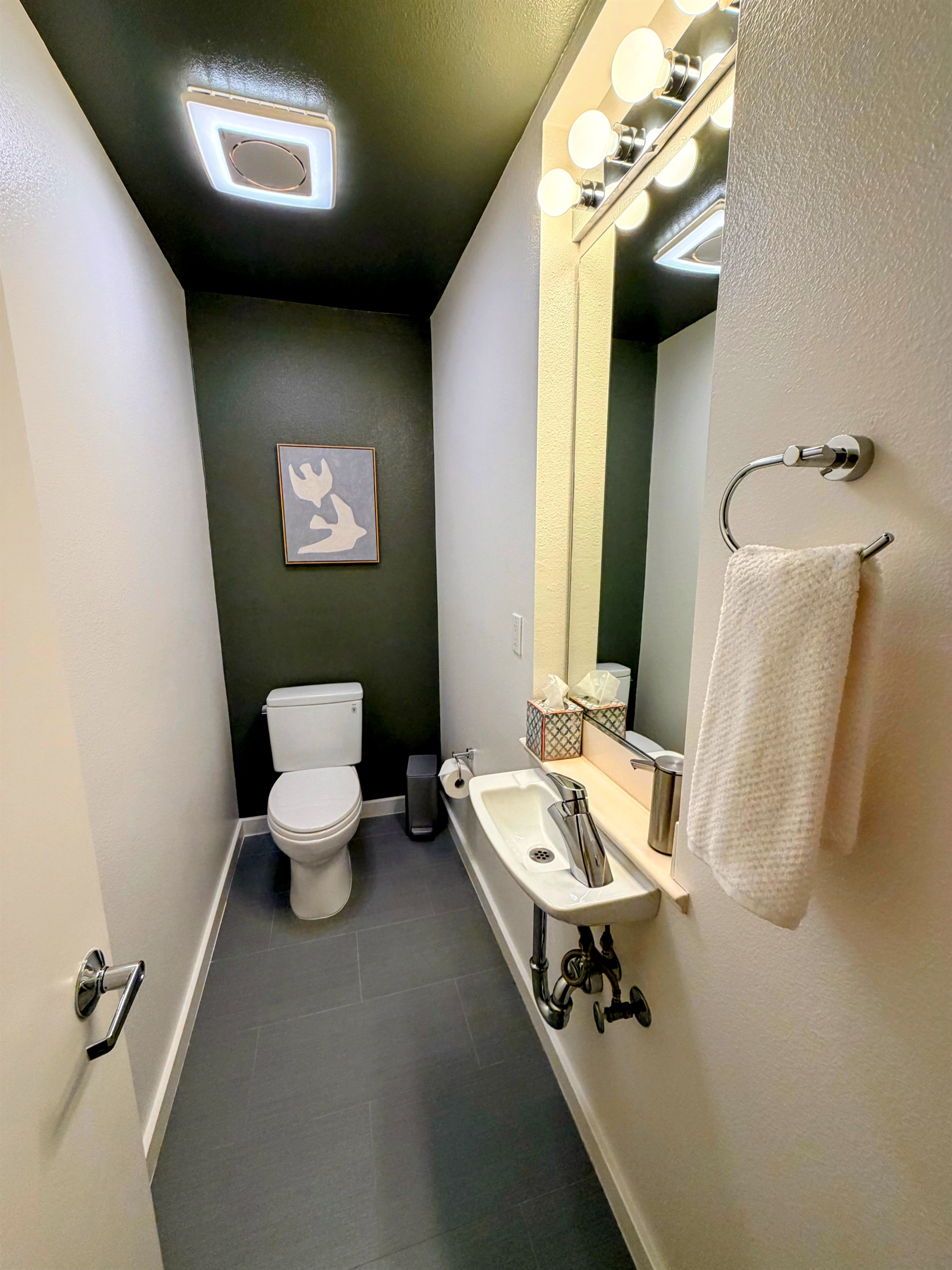 Powder room on main level.