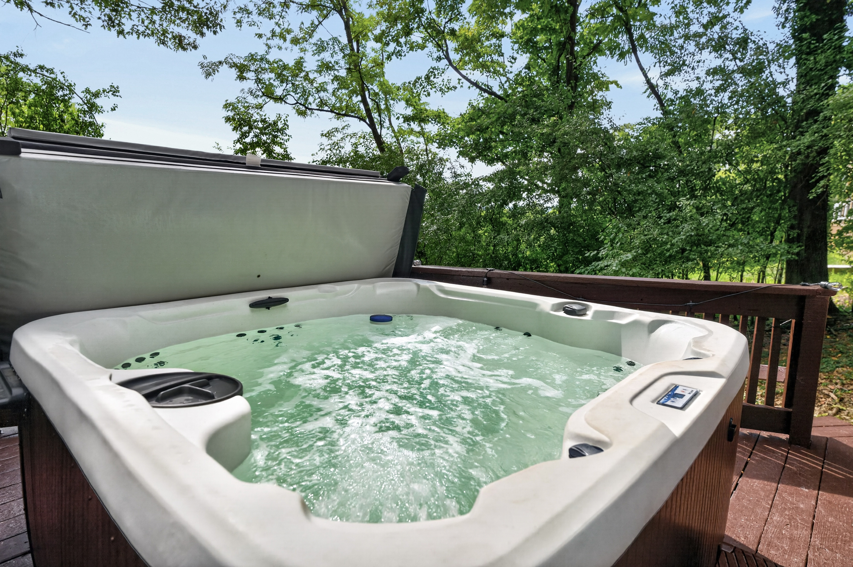 Outdoor hot tub on the deck