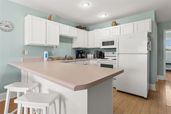 Two bar stools for additional dining seating