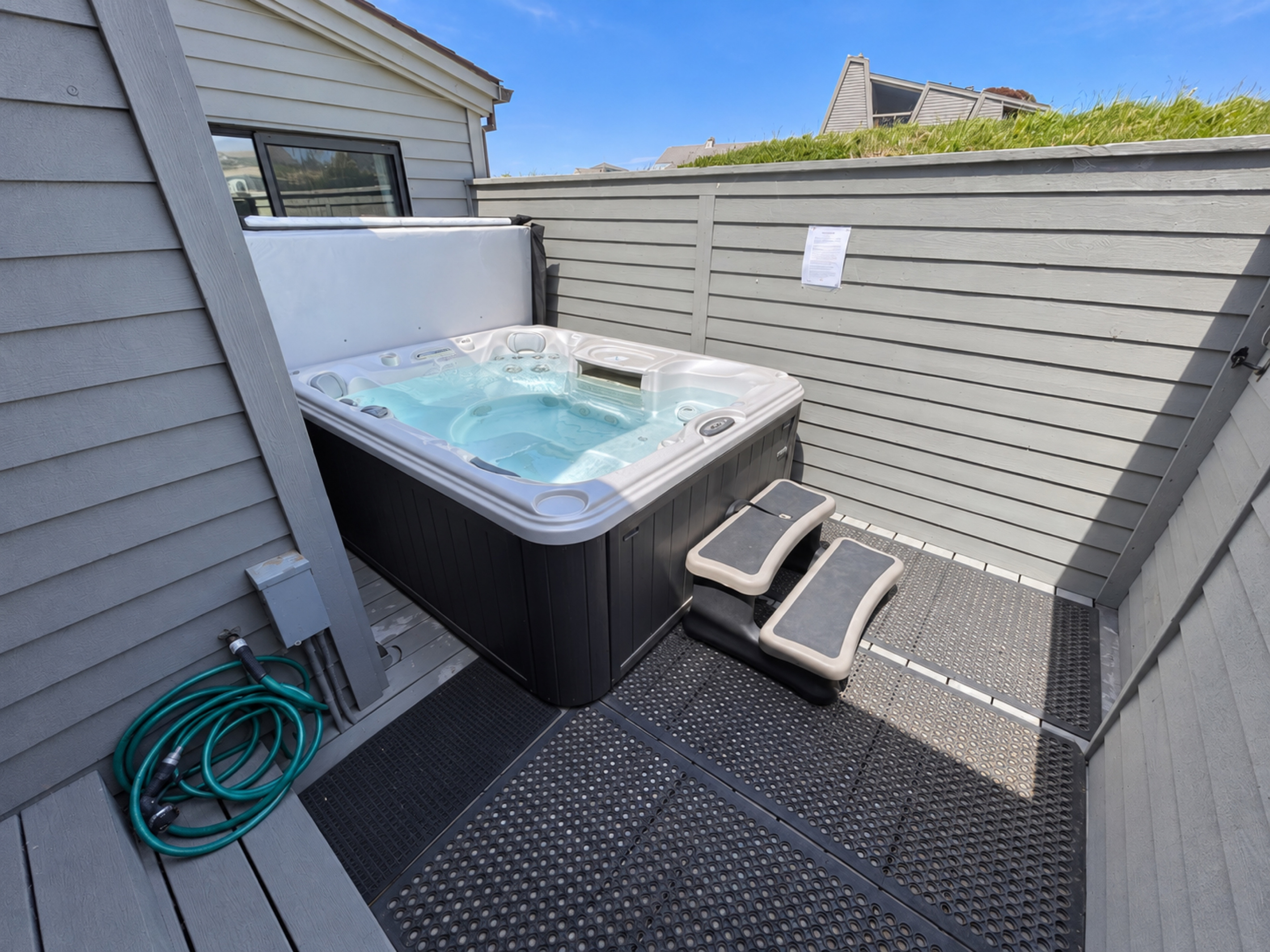 Hot Tub deck off kitchen sliding glass door