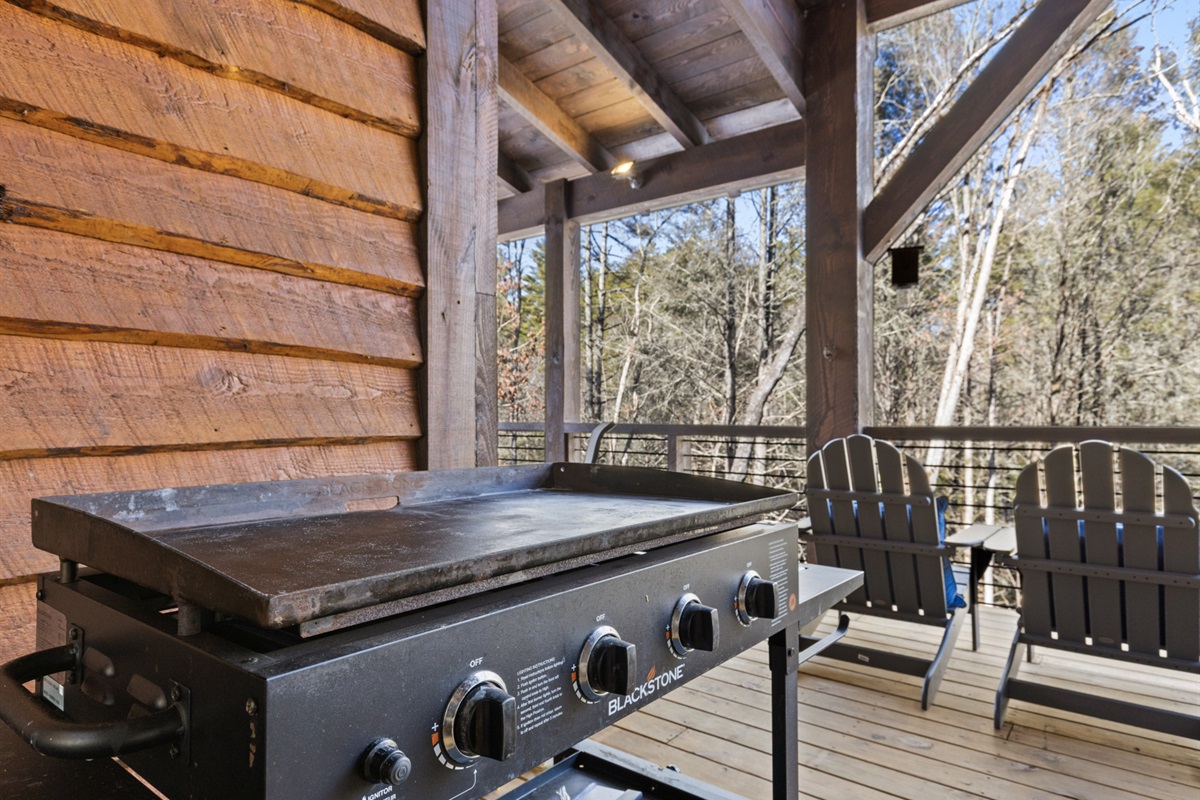 Grill up your favorites on the Blackstone, surrounded by fresh mountain air and scenic views.