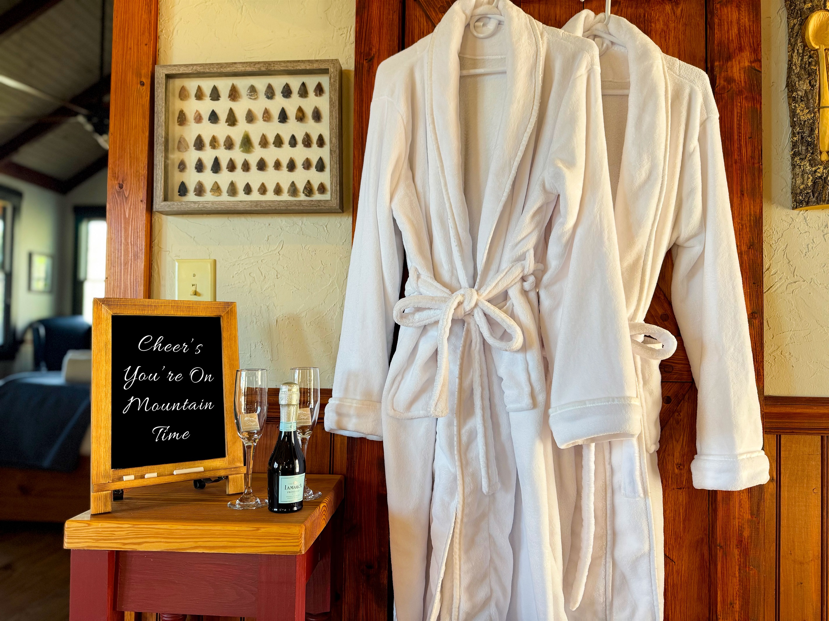 Cheer's! Mountain time means time to relax. Have a toast on us if you choose!