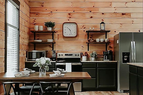 A charming kitchen corner stocked with everything you need for slow mornings and shared meals