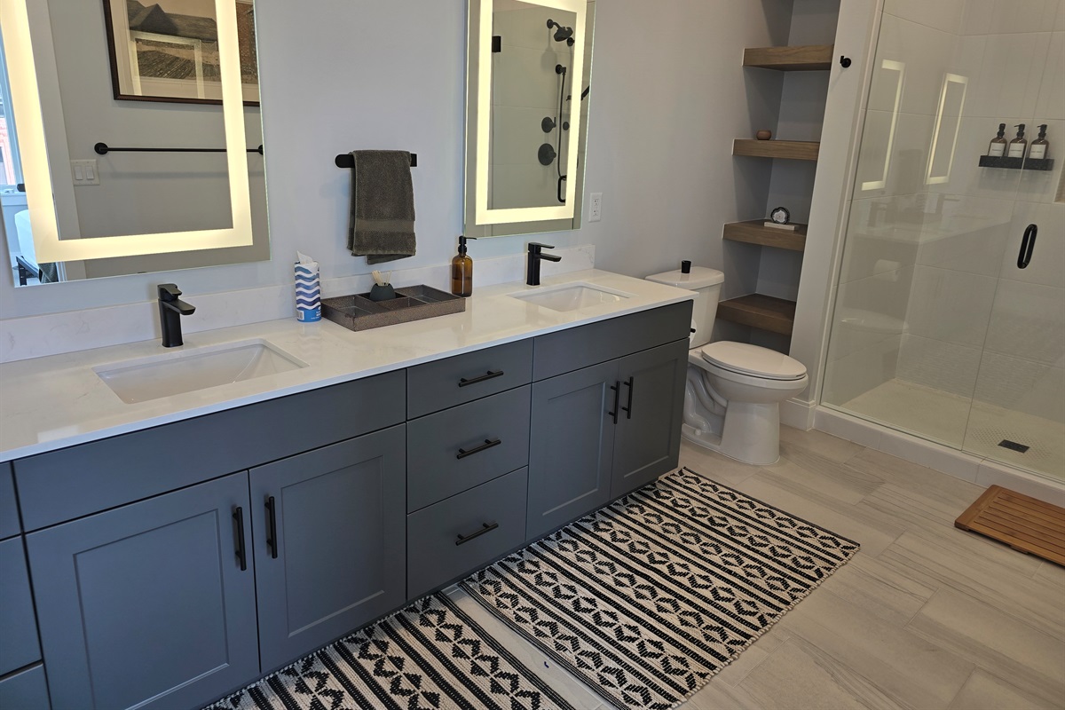 En suite bathroom with shower off the second bedroom