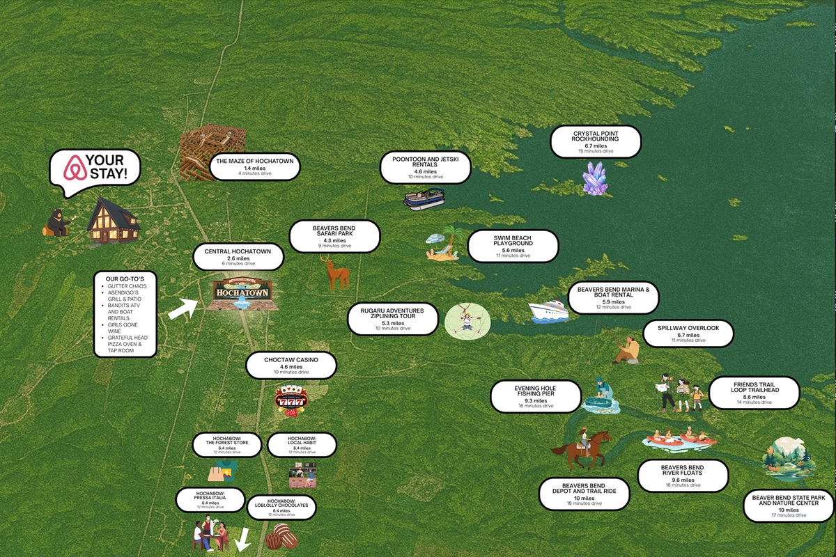 Central to everything you love about Broken Bow—nature, dining, and relaxation all nearby.