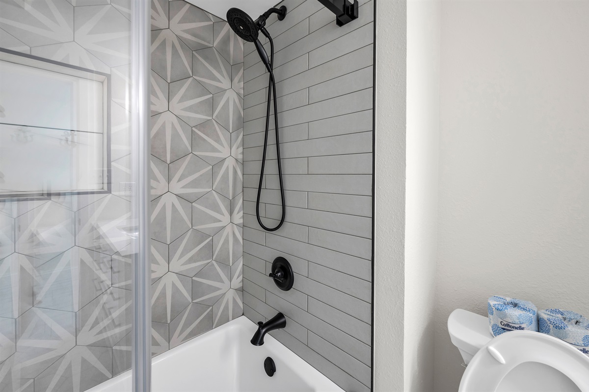 Amazing Renovated Tiled Shower/Tub Combo in 3rd Bathroom