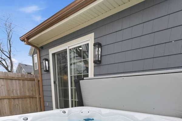 Close-up view of the bubbling hot tub, perfect for unwinding after a long day