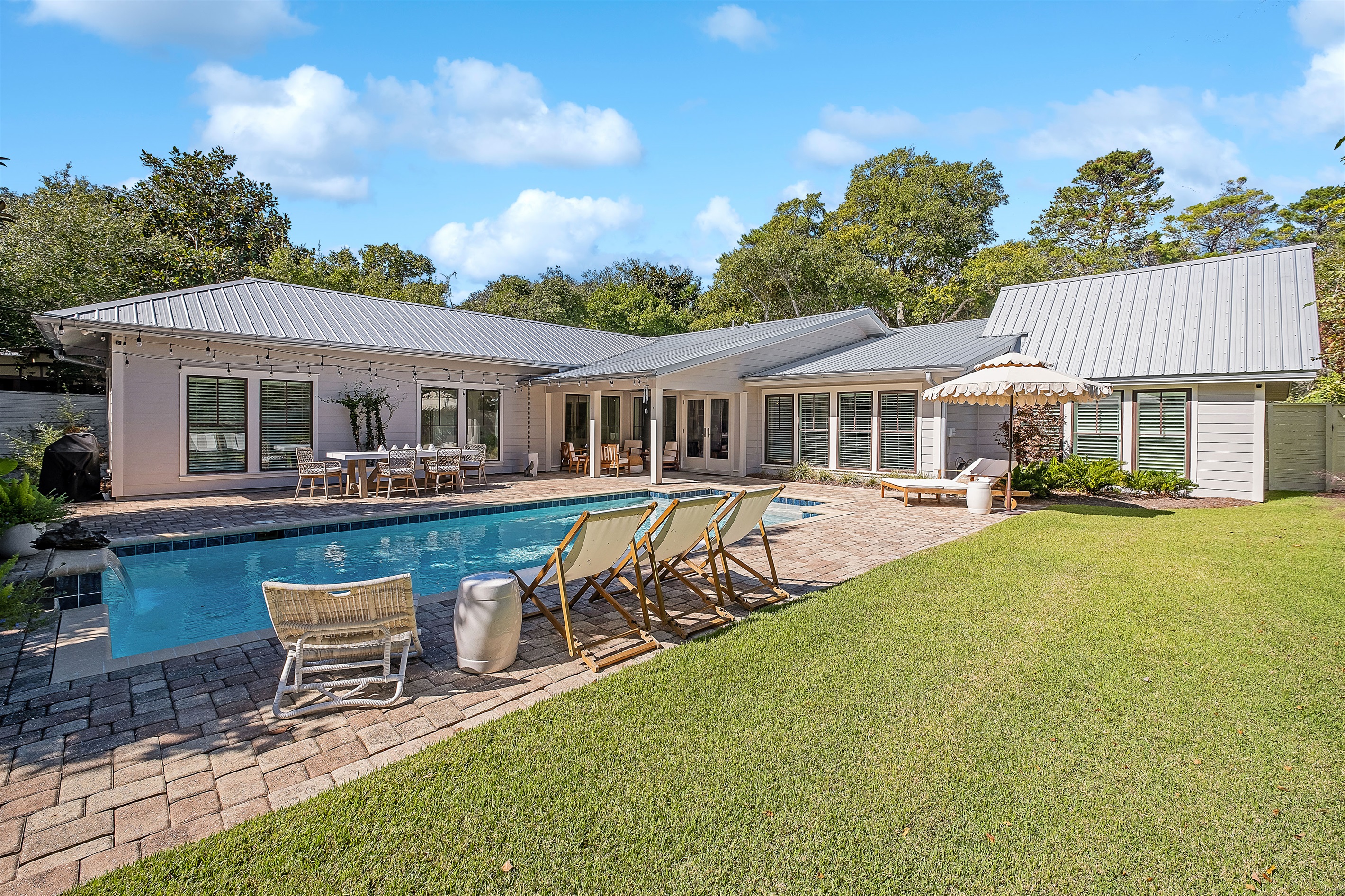 The huge backyard oasis.