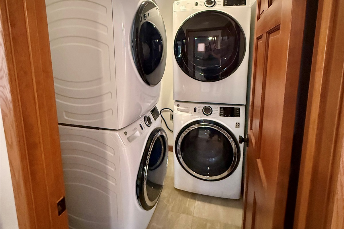 2 Double stack washers and dryers in the laundry room upstairs
