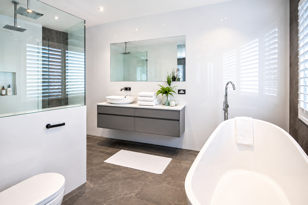 includes shower and toilet facilities, adding another practical amenity zone within Sant’s Beach Retreat.