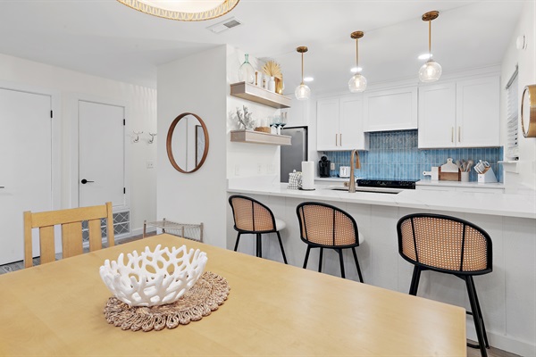 Fully Equipped Modern Kitchen: Prepare your favorite meals in our brand new fully remodeled and fully equipped kitchen with stainless steel appliances and ample counter space.