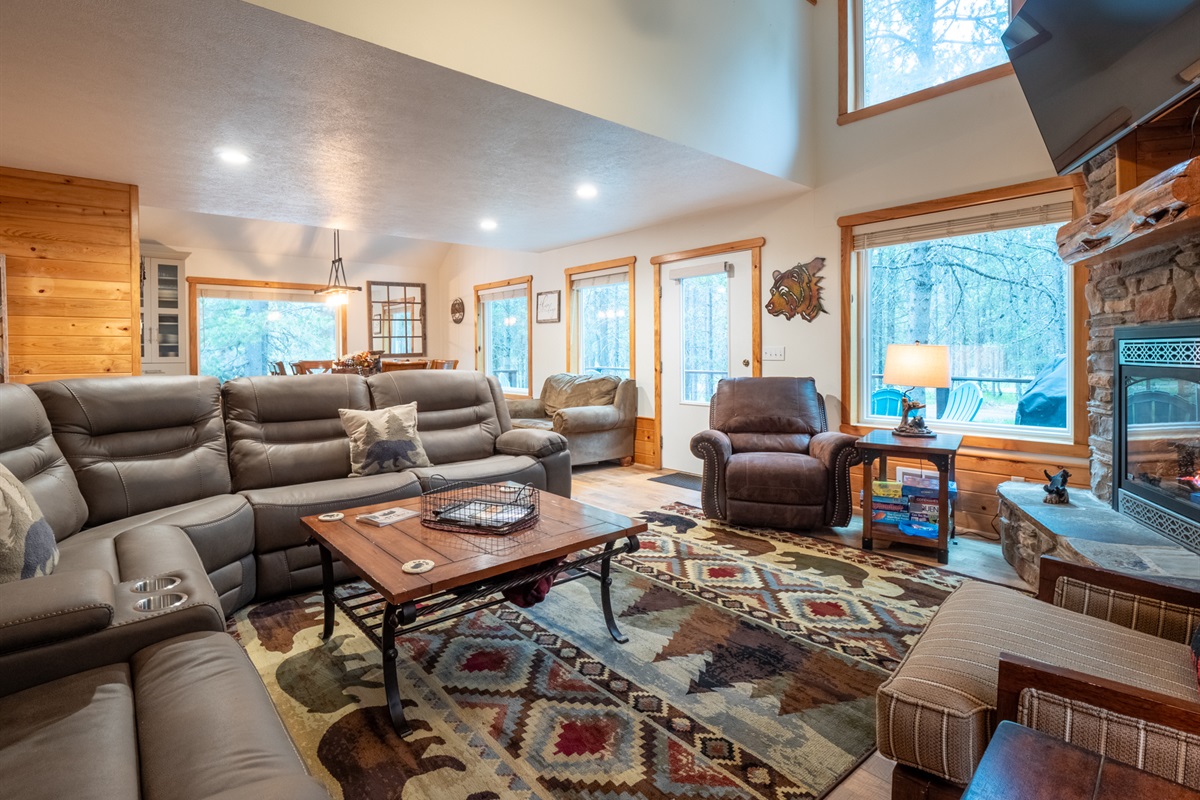 Comfortable sectional couch to sit and play games on the coffee table or unwind.