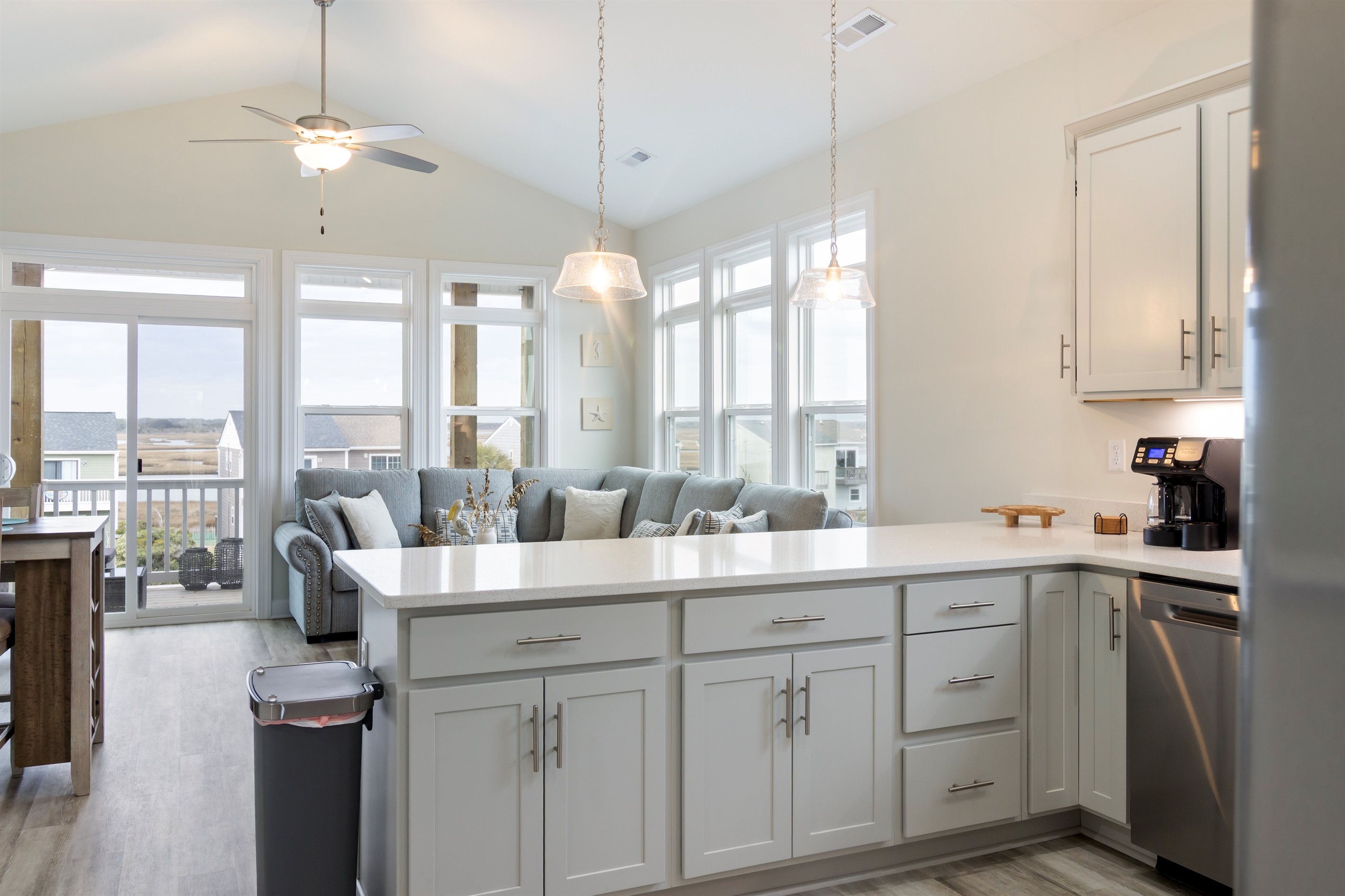 Open concept living space with balcony