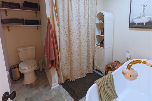 Enjoy a clean, refreshed bathroom space with soft towels and everything you need during your stay.