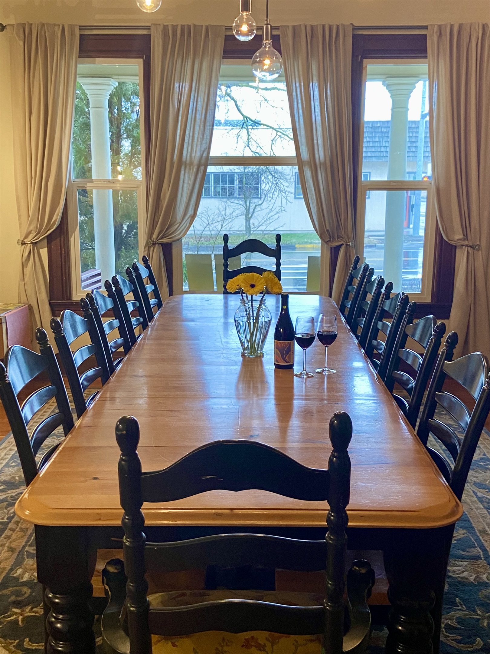 Formal Dining Room with large Farm Table, seats 12.