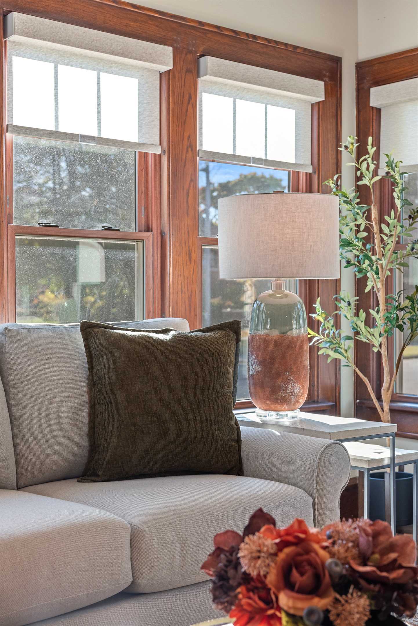 Curated decor throughout.