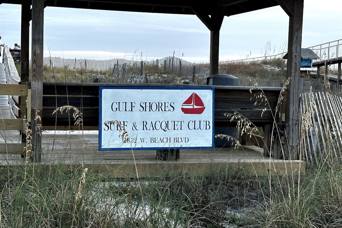 Gulf Shores Surf & Racquet Club private beach access just steps across the street.