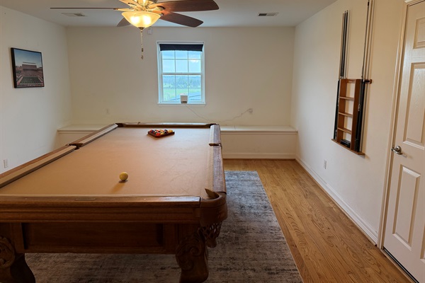 Window seat in game room.