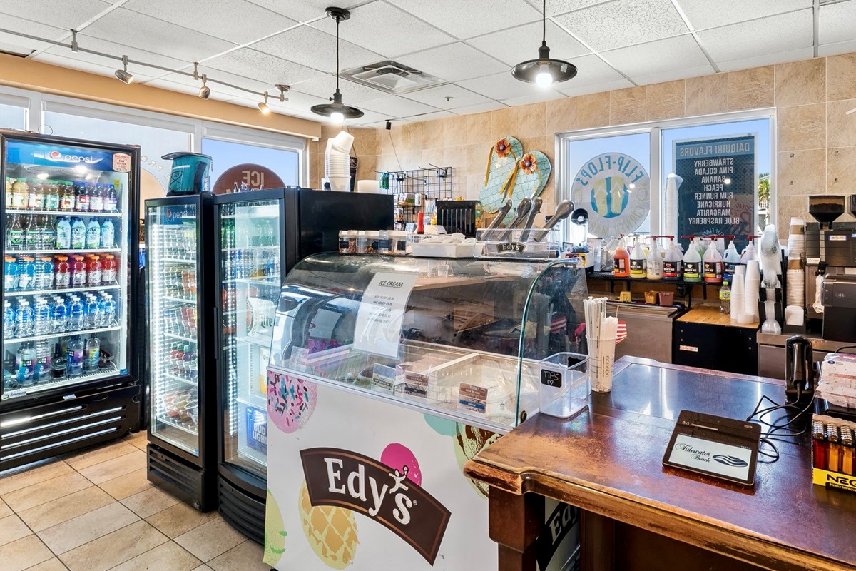 Market for quick treats and Starbucks!