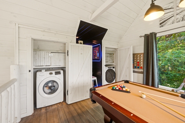 Samsung washing machine, and brand new dryer. Ironing board and iron in cabin. | 2nd Floor