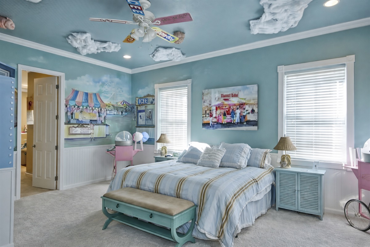 Cotton Candy master bedroom with a king bed!
