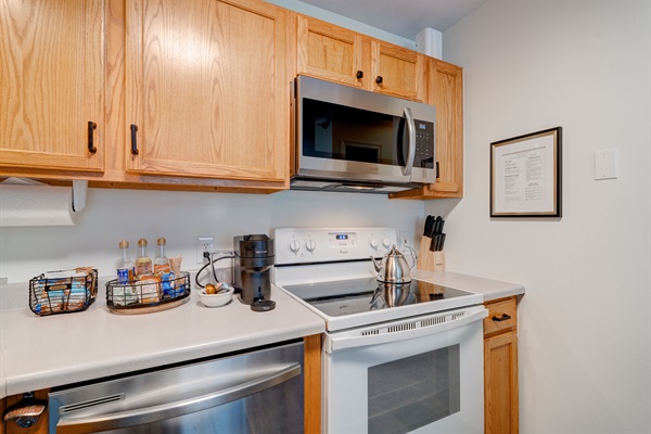 Coffee station stocked with a variety of coffee options to start your day right!