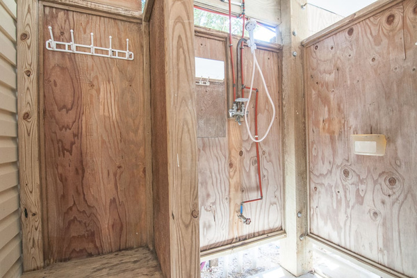 Outdoor shower after the beach