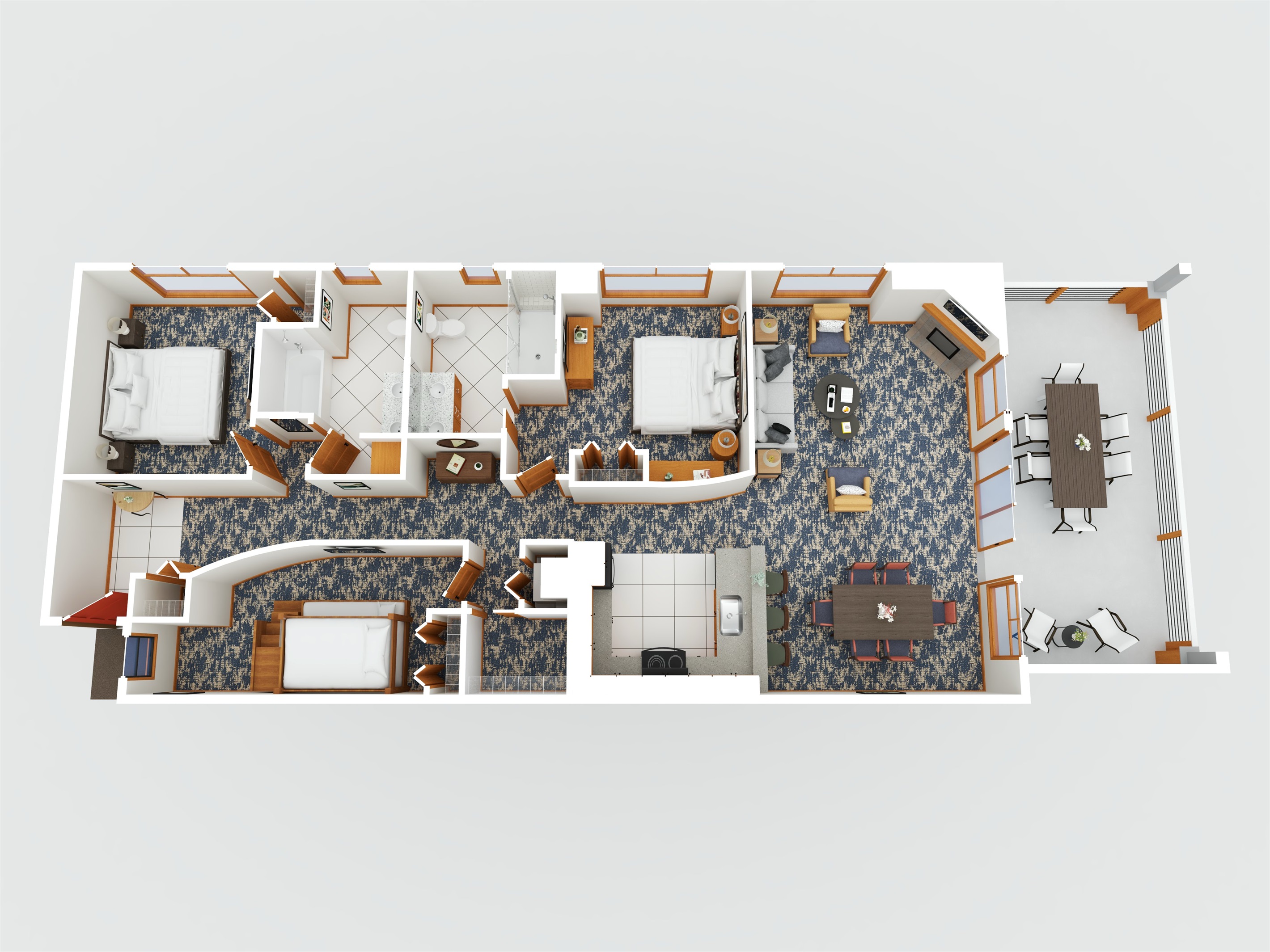 Single story floor plan - though floorplans may slightly vary by exact unit