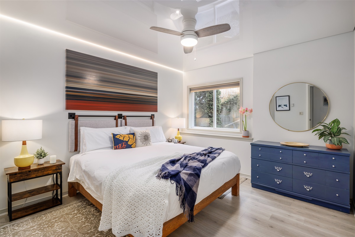 Dreamy King Bedroom with ceiling LD lighting 