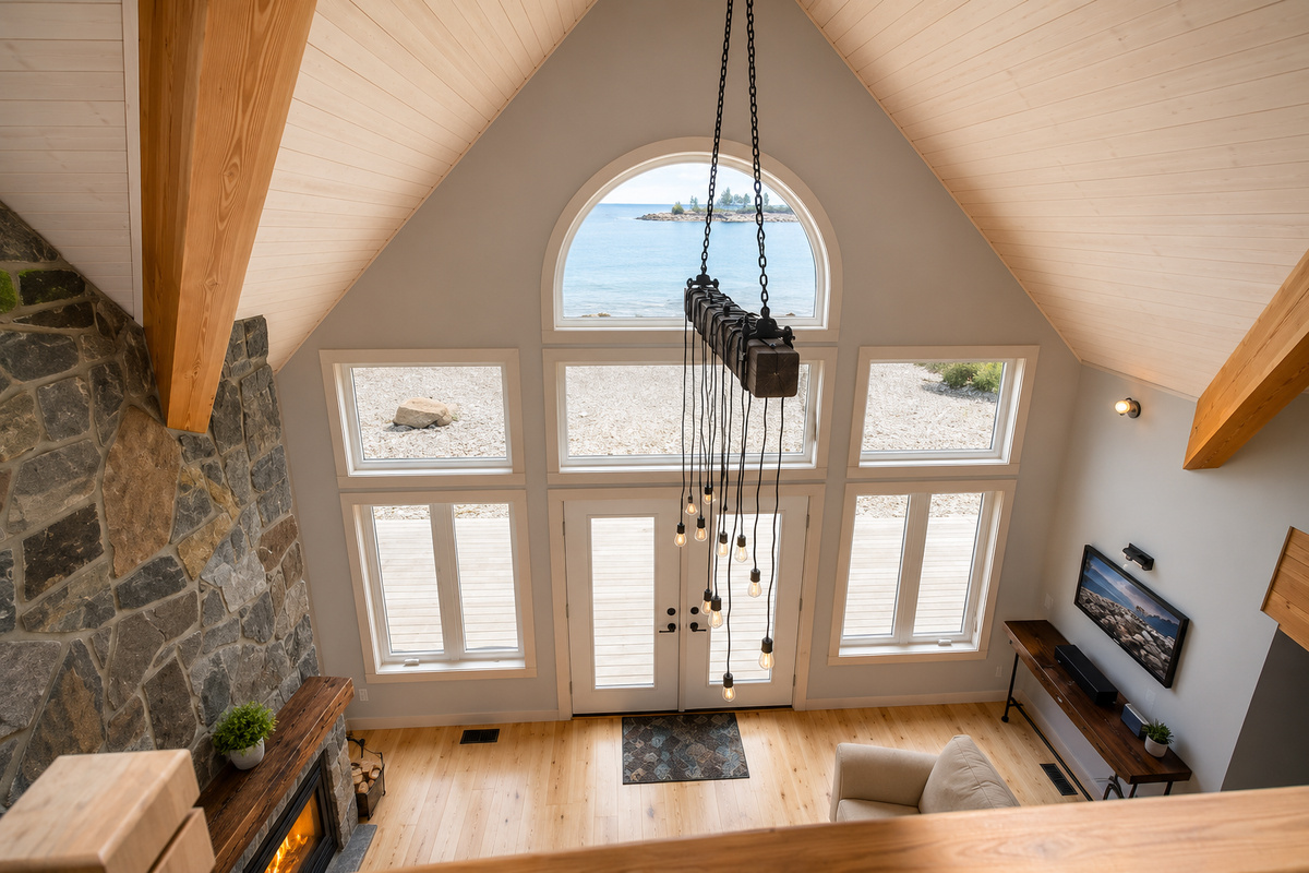 View from second level to Great Room