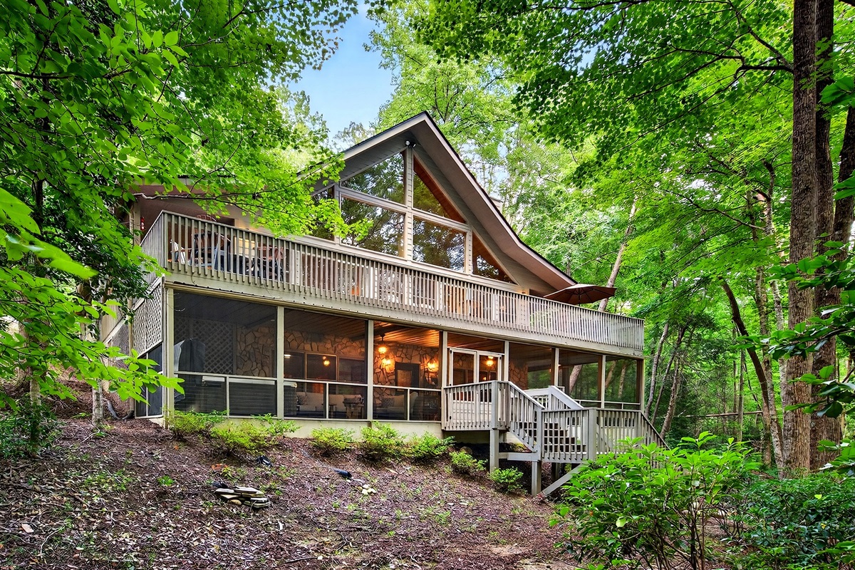 Additional view of the cabin from the back yard.