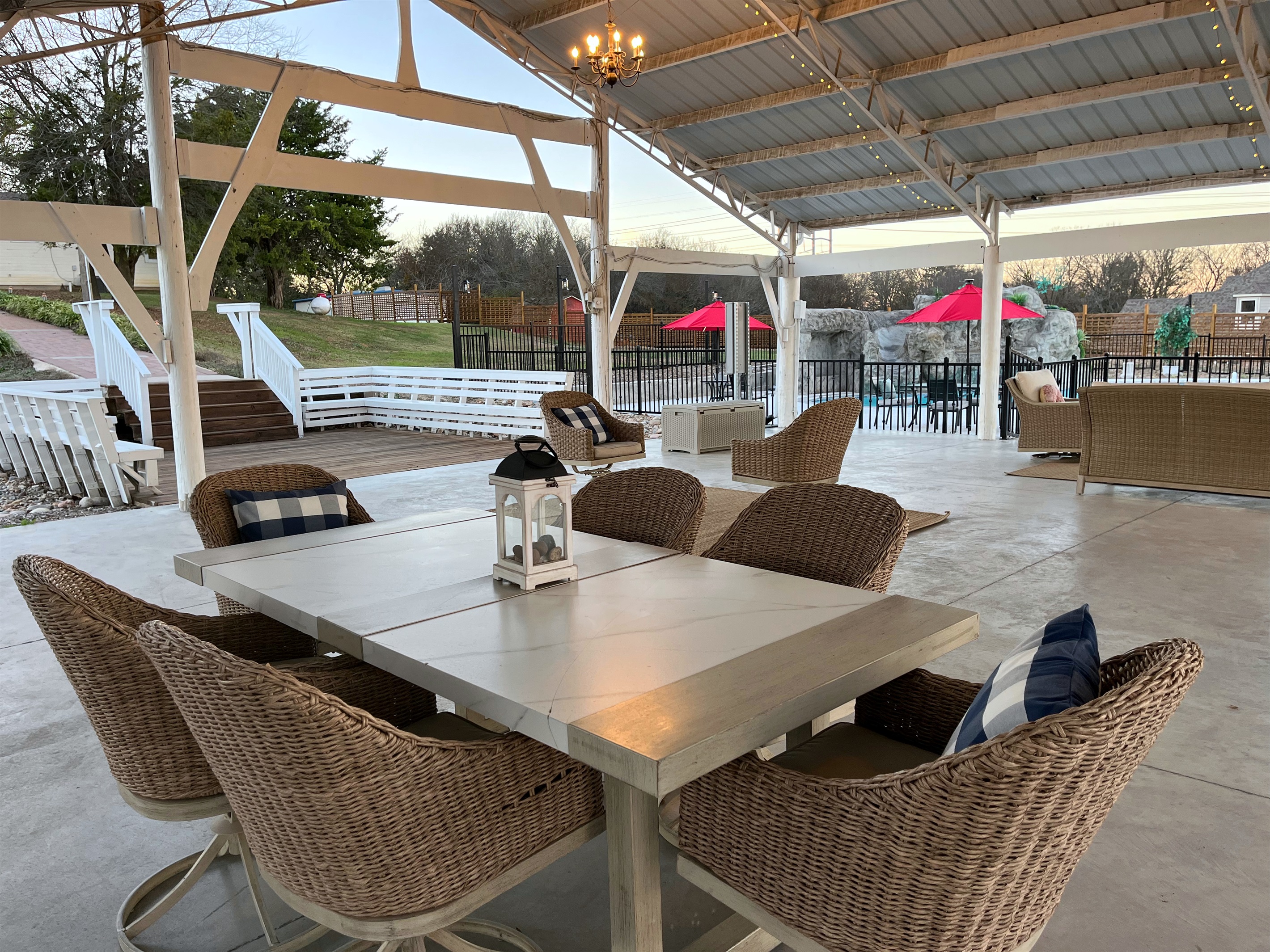 Sit under cover while still enjoying the action in the pool!