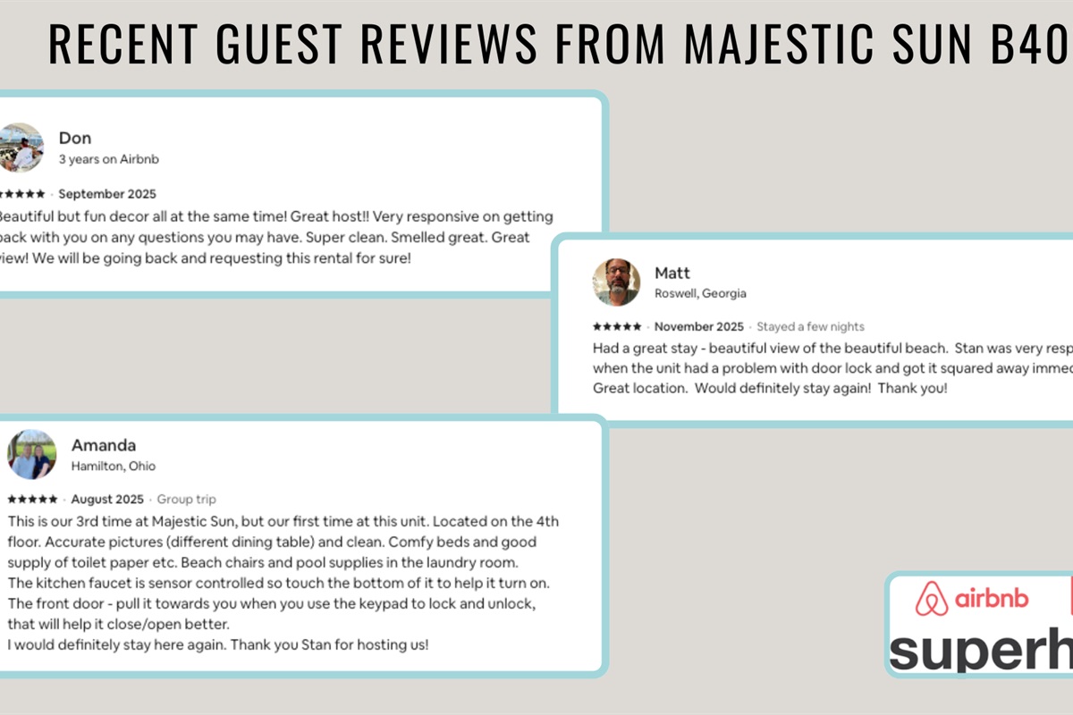 Recent reviews from happy guests show that you are in good hands!
