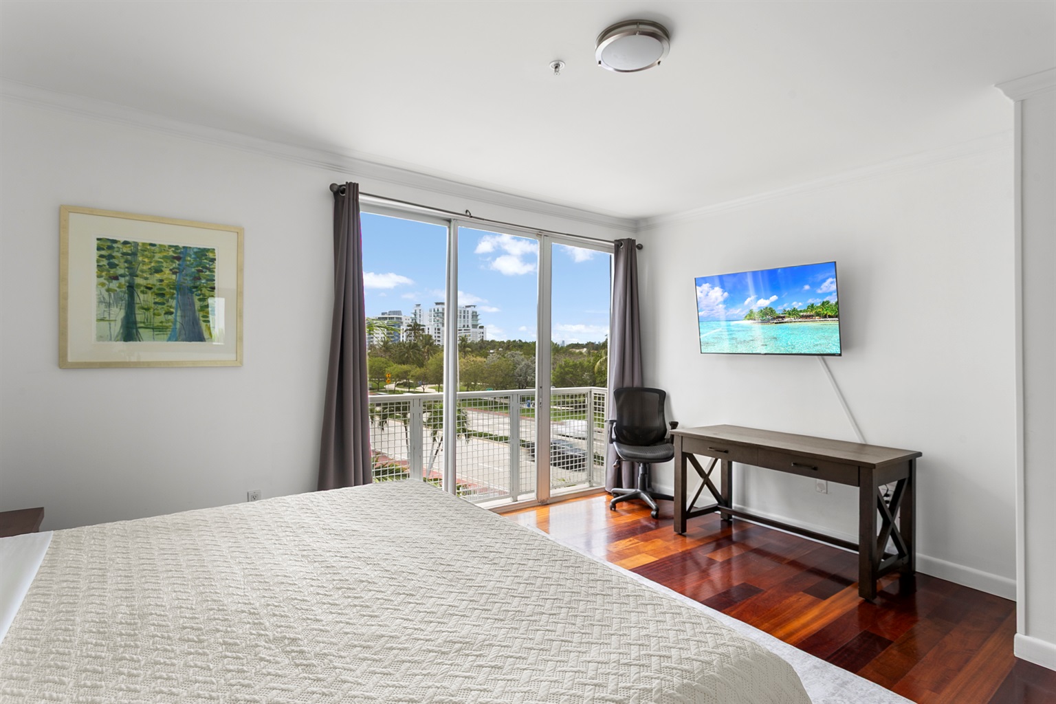 Very private Primary Suite with desk, perfect for remote work, walk-in closet, and en-suite bath