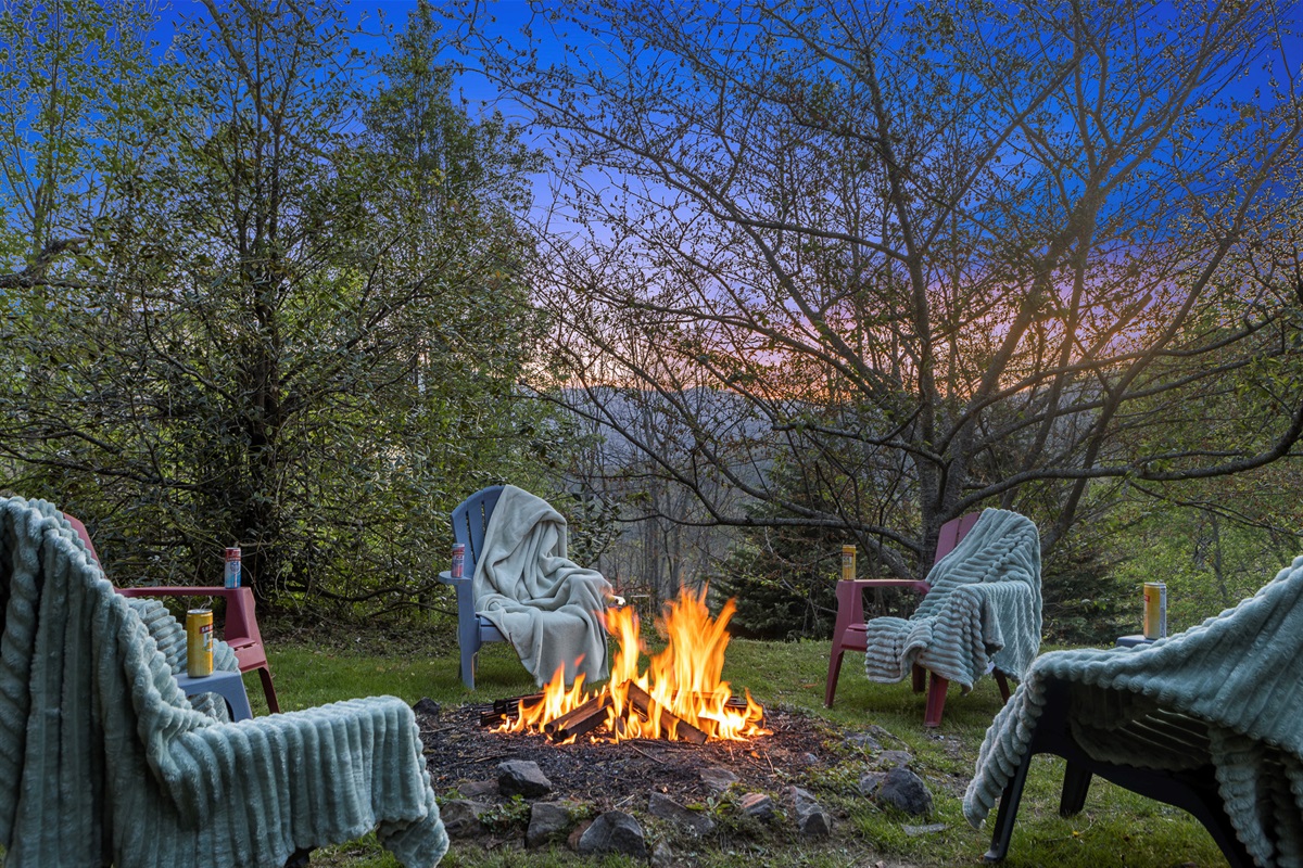 Fire Pit Retreat: Enjoy starry nights and laughter around the crackling fire with family and friends!

