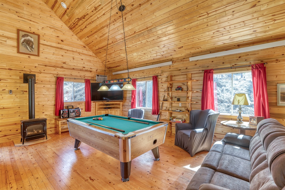 Living area with pool table