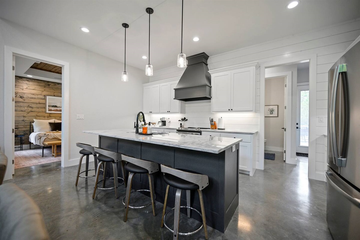 Beautiful kitchen with barstools