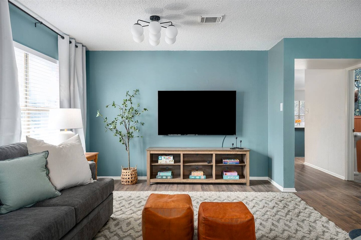 Watch your favorite show on the large smart TV.