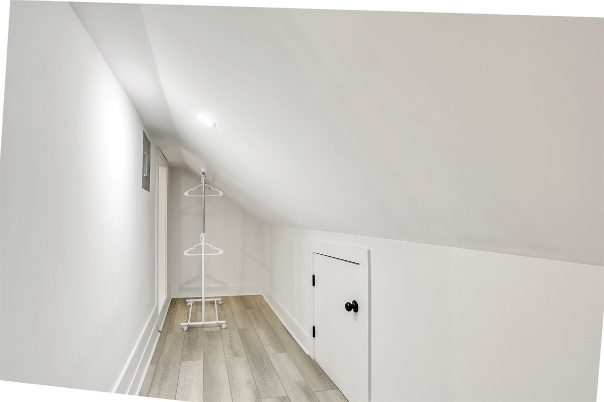 A large closet with plenty of space to unpack, store, and settle in comfortably.