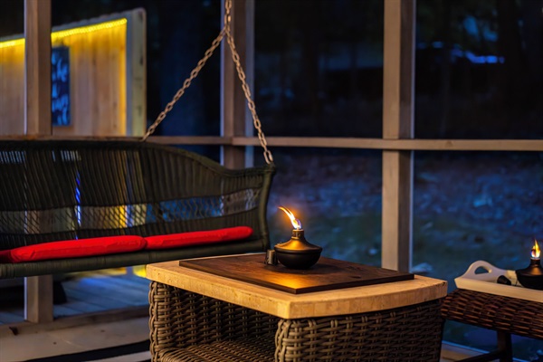 Screened in porch with dining for 8 plus additional comfy seating area
