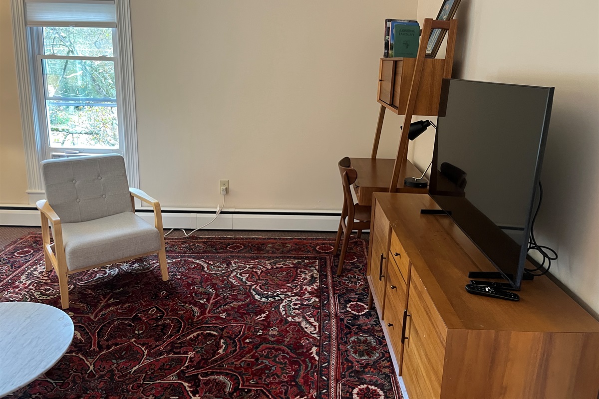 Living room with SmartTV and desk space