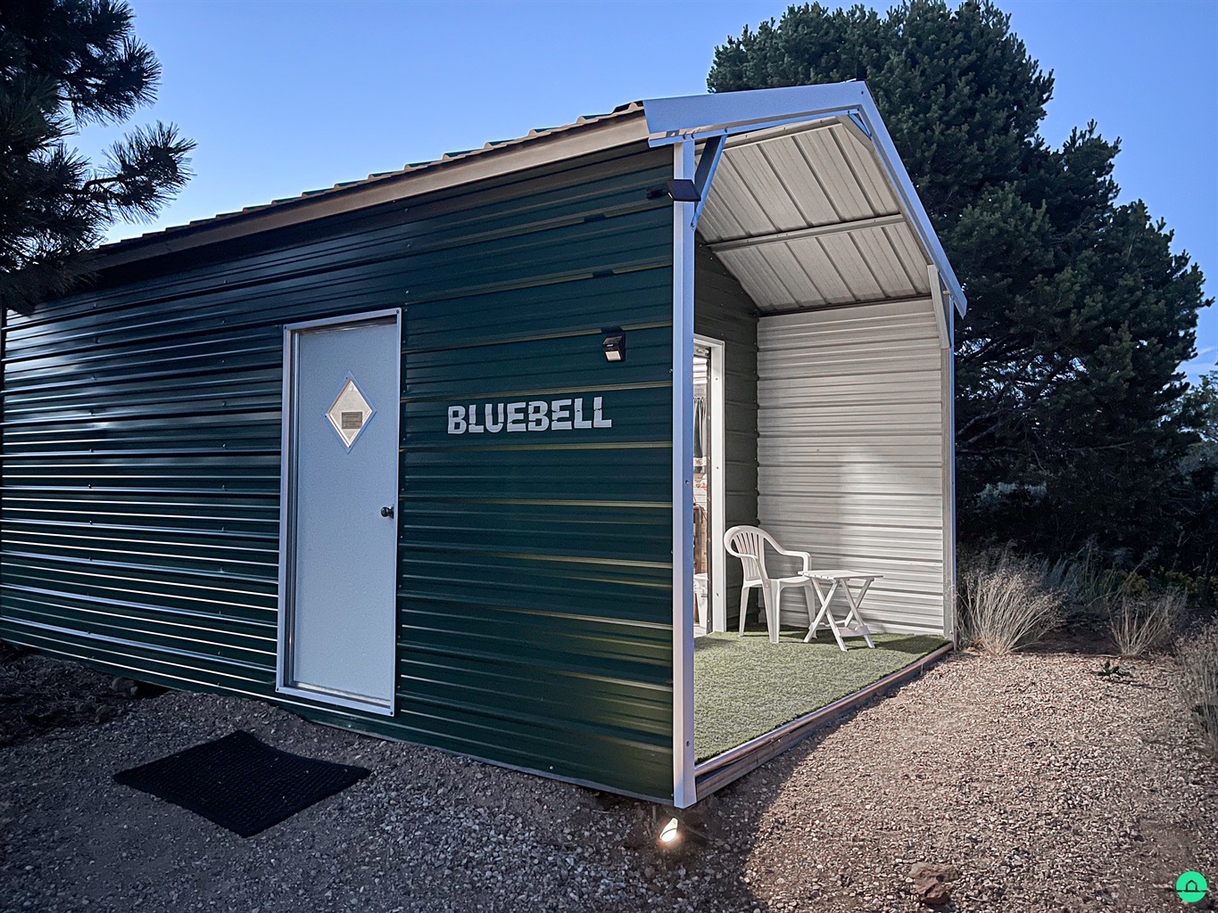Bluebell Glamping Cabin at Dusk