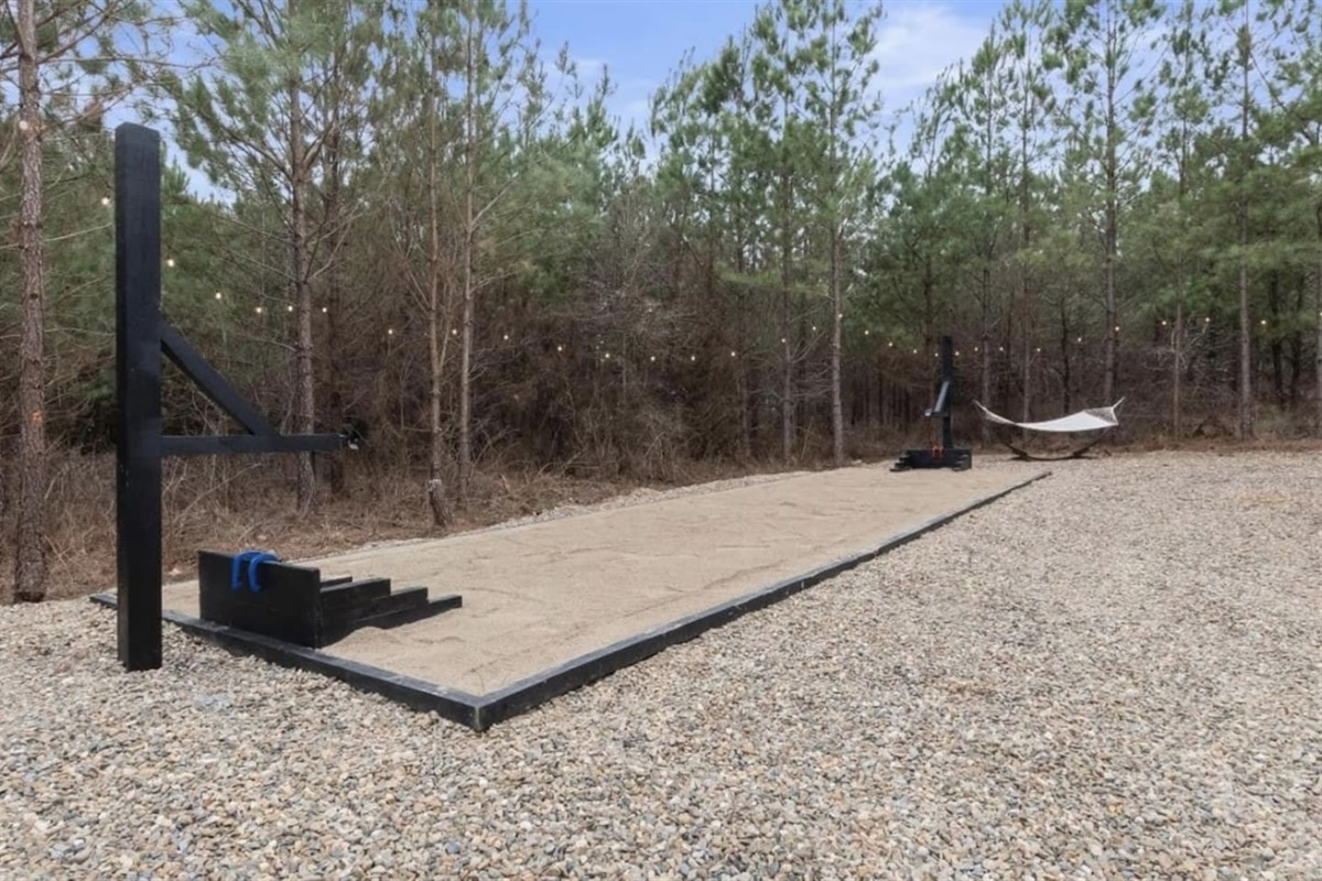 Surrounded by the peaceful sounds of nature, test your aim with a classic game of horseshoes on the custom-built pit. It's the perfect outdoor activity to enjoy some friendly competition.