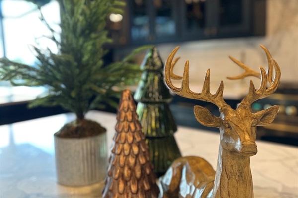 Warm, rustic holiday décor adds cozy, festive charm to your Broken Bow cabin stay. ✨🌲🦌